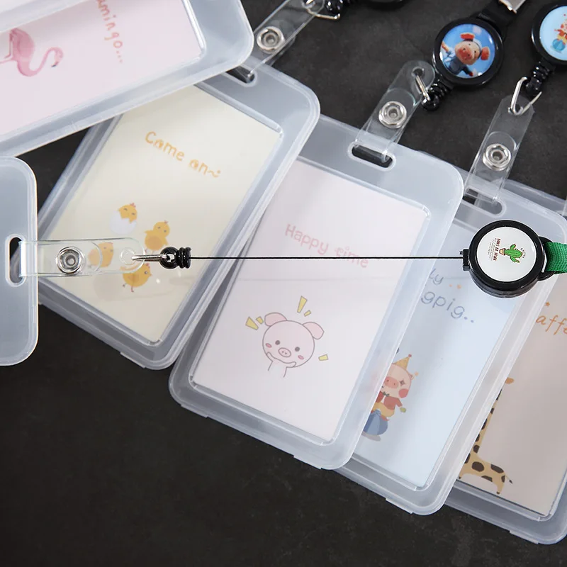 1PCS Transparent Waterproof Protection Card Cover Plastic Bus Card Holder Student Cartoon Cute ID Card Bank Business Card Case