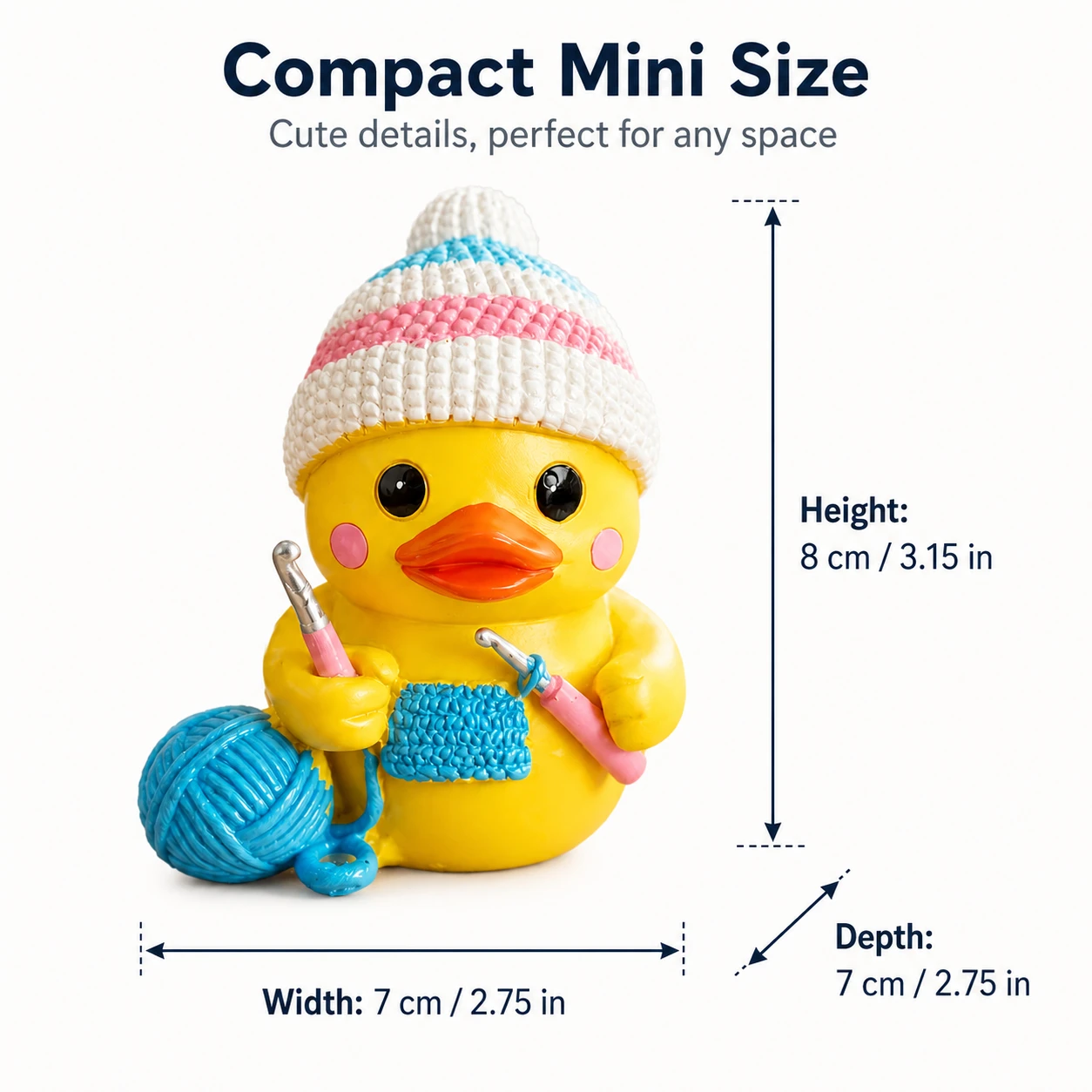 Resin Crochet Duck Figurine, Desktop Decoration for Desks and Bedside Tables, Car Dashboard Ornament, Warm and Lovely Atmosphere, Gift for Friends.