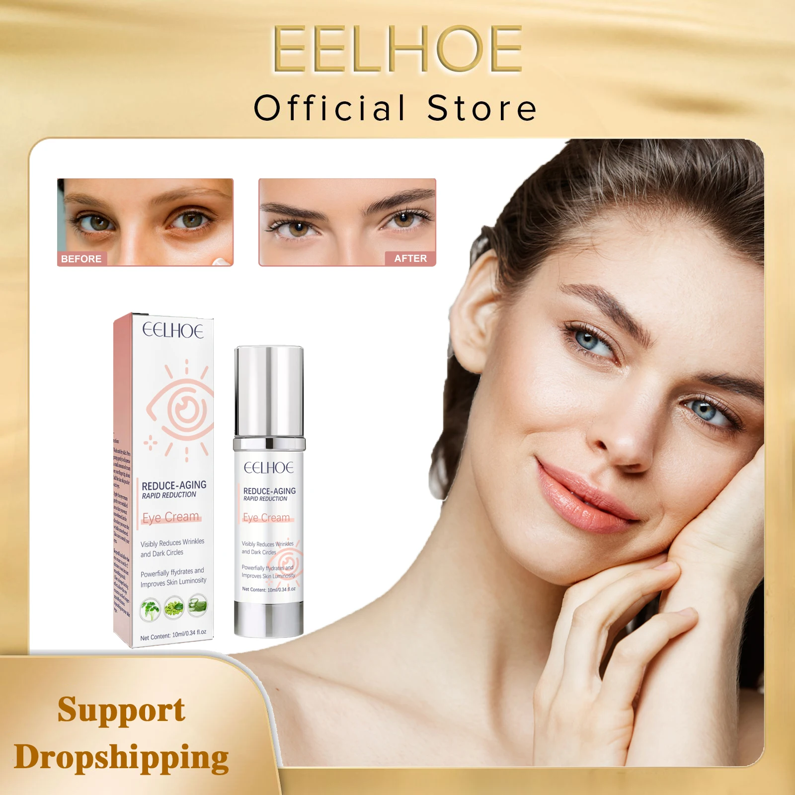 EELHOE Anti Wrinkle Eye Cream Reduces Fine Lines Improve Puffiness Remove Eyes Bags Lightening Dark Circles Whitening Eye Cream