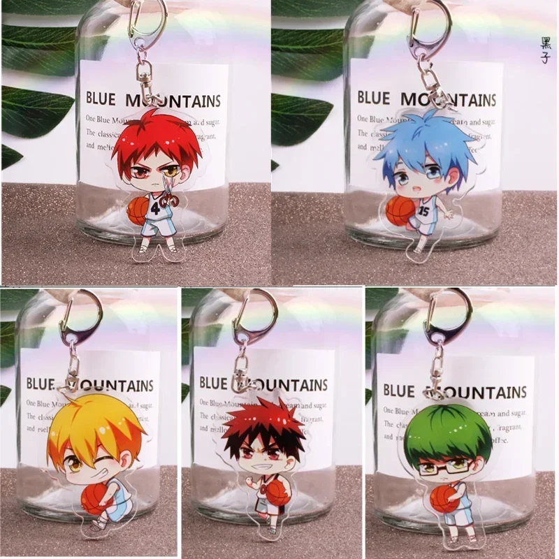 Hot Anime Kuroko No Basuke Kuroko's Basketball Keychain Doll Kagami Kise Midorima Aomine Akashi Acrylic Keyring Pendant for Gift