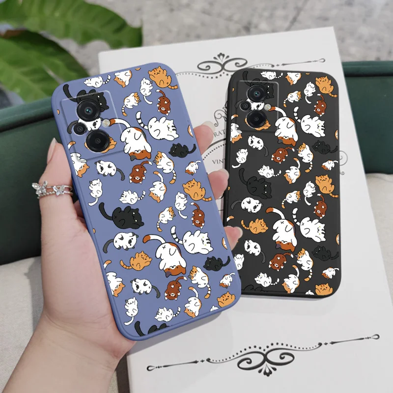 Cat Rolling Phone Case For Xiaomi Poco M6 X6 F6  M5 M5S F5 X5 F4 X4 M4 F3 X3 M3 F2 X2 Pro C40 4G 5G GT Liquid Silicone Cover