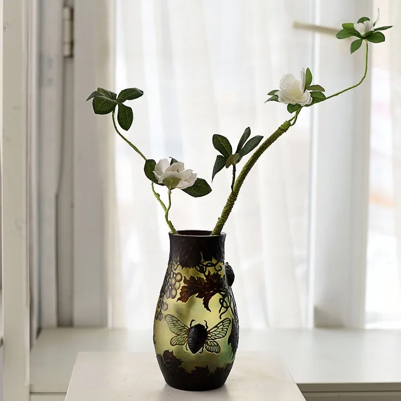 Glass art glazed vase high-end home decoration ornament light luxury gifts