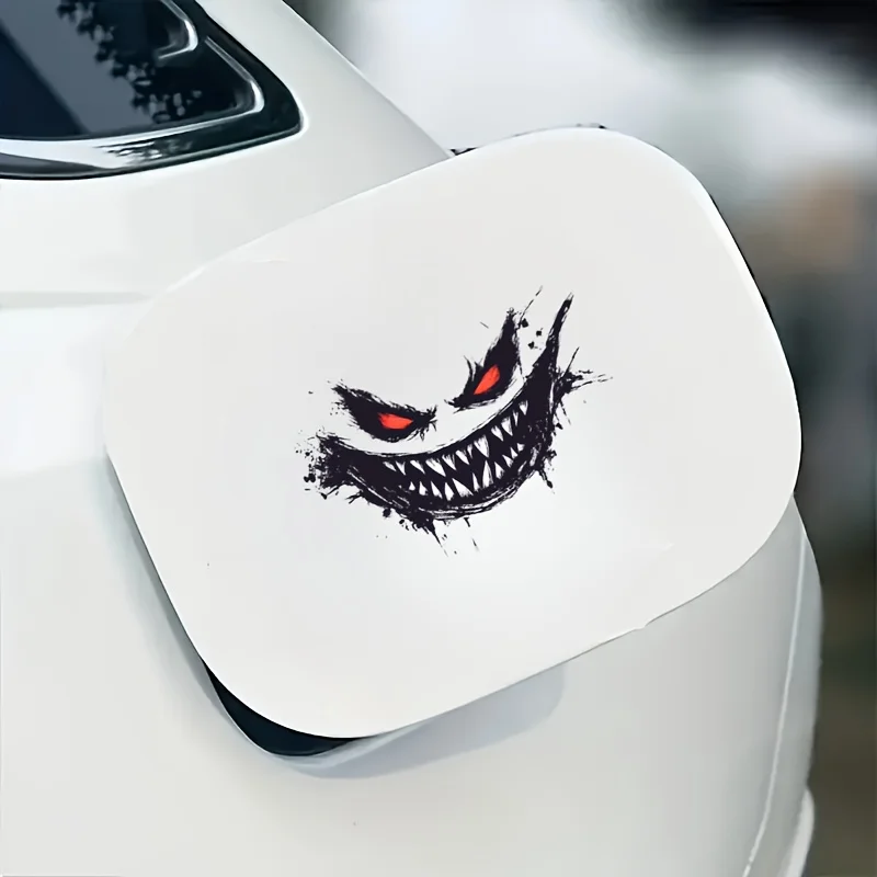 Self-adhesive, Scratch-resistant and Wear-resistant Sticker Red-eyed Fangs Devil Smiley Face Pattern Design Decorative Car Decal