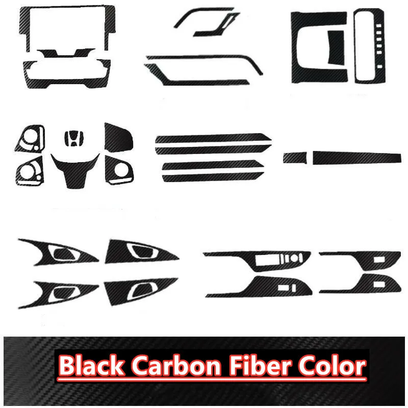 

32Pcs Black Carbon FIber Interior Stickers Decals For Honda 10th Civic 2016-2019