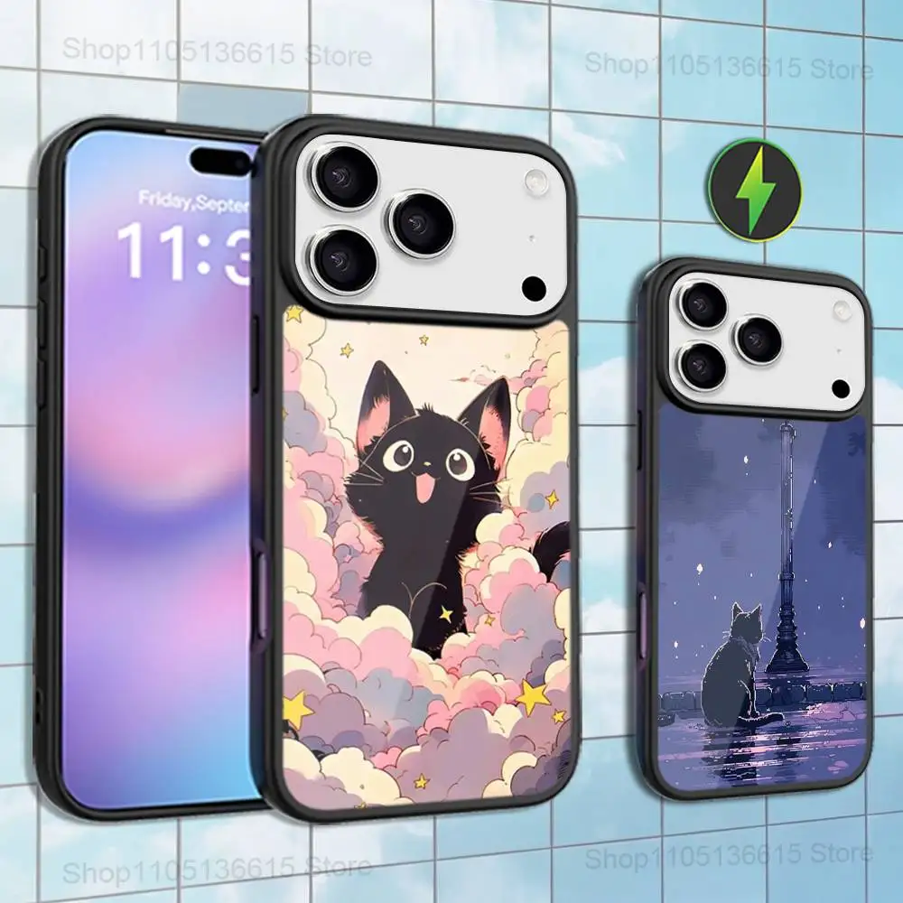 

Чехол Art Cute Cat для iPhone 16,15,17,14,13,12,11, Pro, Max, Plus, Air Mini, Magsafe, магнитный чехол для беспроводной зарядки