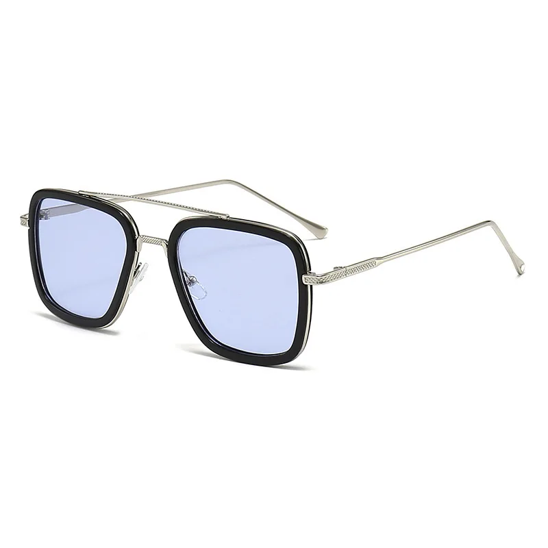 Doppelbalken-Metallsonnenbrille Europäische und Amerikanische Mode-Box-Sonnenbrille Unisex Trendige Fahrsonnenbrille