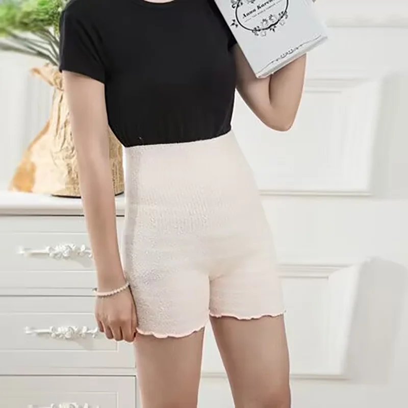 ฤดูใบไม้ร่วงฤดูหนาวสั้นถักกางเกงผู้หญิงกางเกงขาสั้นเอวสูงชุดชั้นในความปลอดภัยกางเกงขาสั้นฤดูใบไม้ผลิหน้าท้องหนากางเกง
