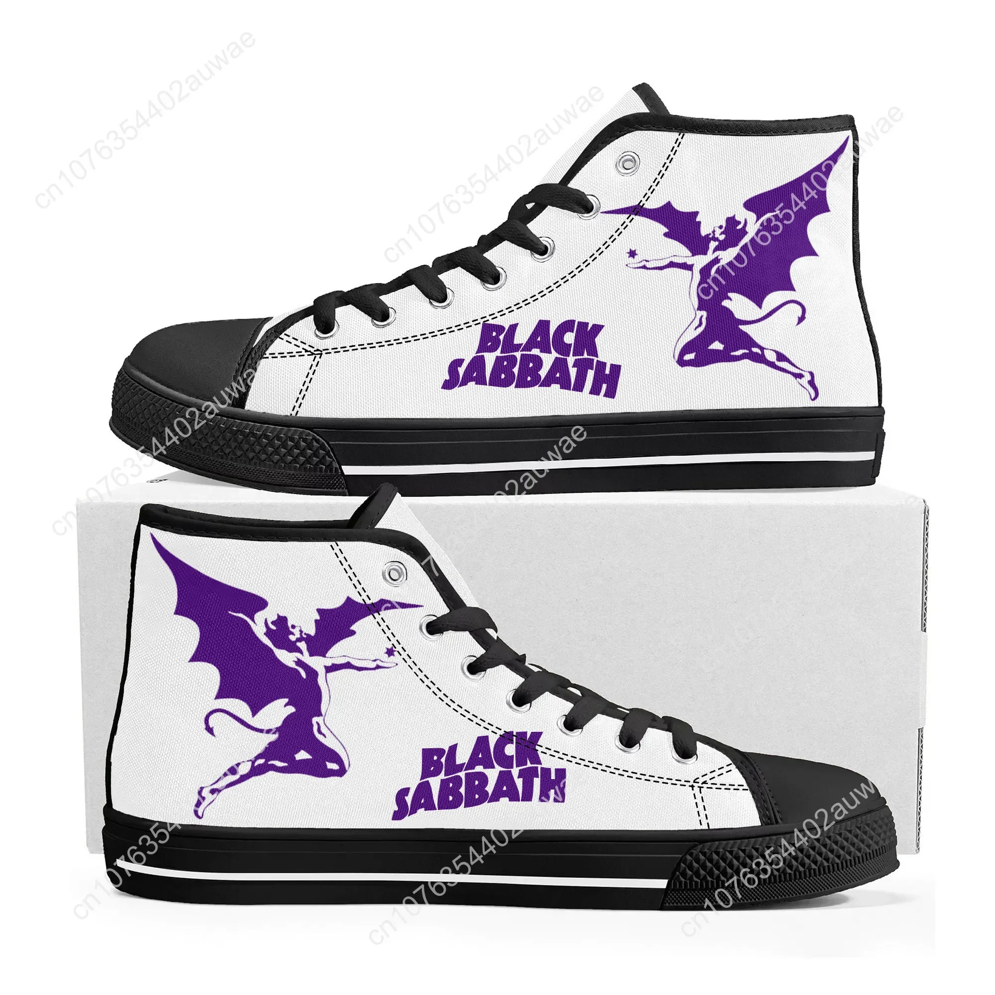 Black Heavy Metal Band Sabbath Hoge Top Hoge Kwaliteit Sneakers Mannen Vrouwen Tiener Canvas Sneaker Casual Paar Schoenen Custom Schoenen