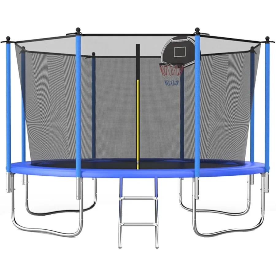 

14FT 12FT 10FT 8FT Outdoor Trampoline for and Adults with Safety Enclosure Net High Weight Capacity Up to 1000LBS Perfect for B