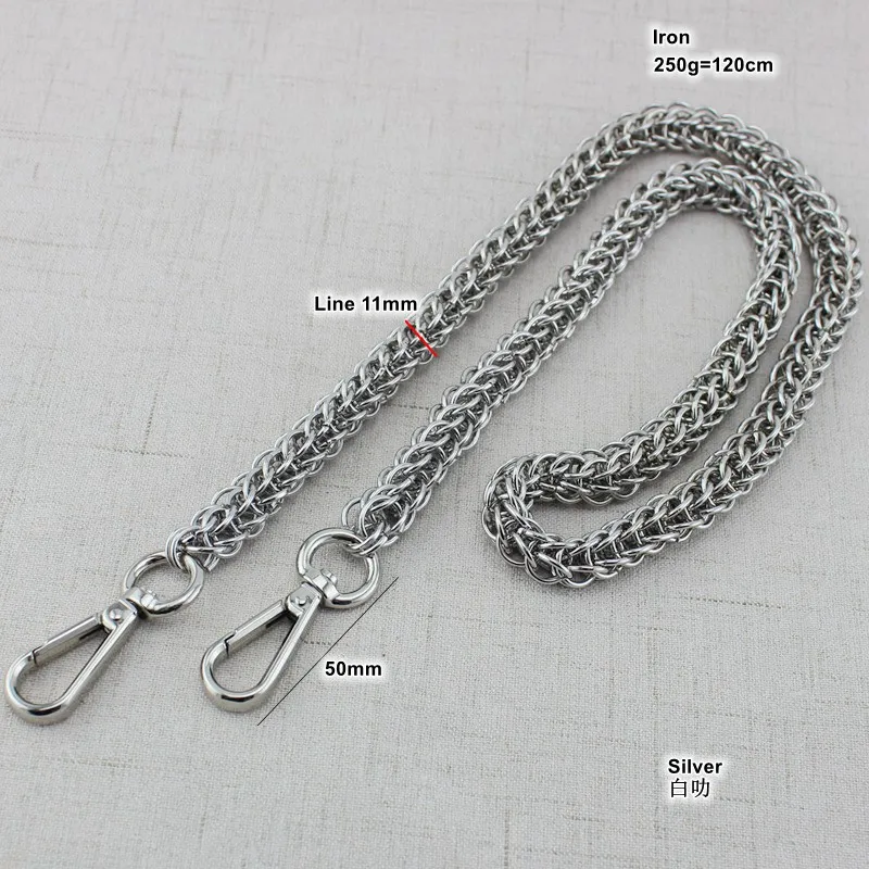 1-5 pieces twist braid chain 11 mm silver color roller metal chain for evening bag strap double twist link chains for handbag