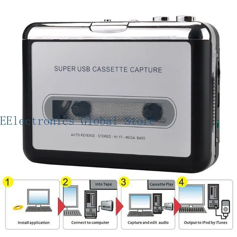 462B Cassette Tape to Digital MP3 Converter for Laptops and Computers