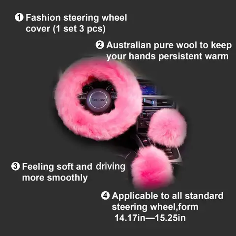 महिलाओं लड़कियों महिलाओं ऑस्ट्रेलिया शुद्ध ऊन यूनिवर्सल 15 इंच 1 सेट 3 पीस गुलाबी के लिए प्यारा शराबी स्टीयरिंग व्हील कवर 6 best sales स्टीयरिंग व्हील कवर सेट - №6