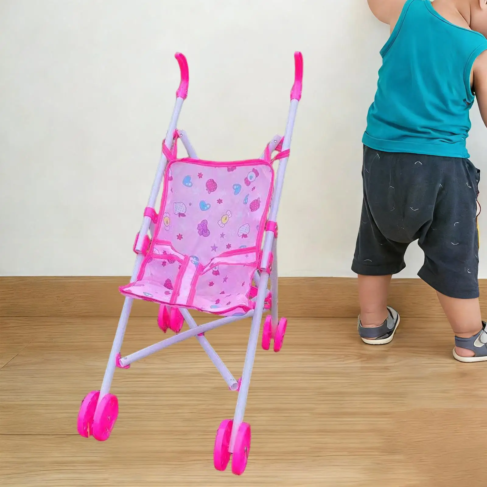 Doll Carrier Cart Pretend (doll Not Included) Foldable Playhouse Accessories for Ages 3 Years Old