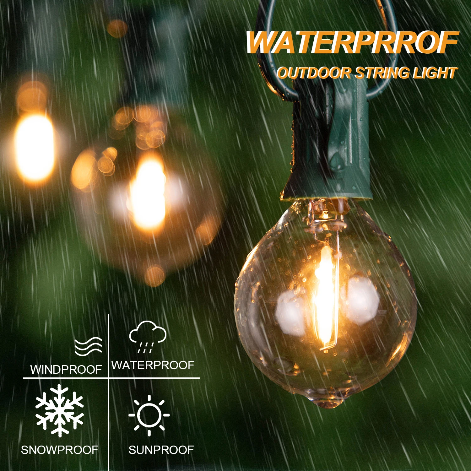 À prova dwaterproof água g40 led luz da corda ue 220v eua 110v 1w lâmpadas de substituição vidro conectável guirlanda ao ar livre decoração festa aniversário