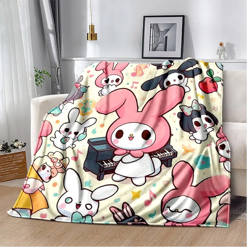 29 Style Cartoon Melody Melo Kawaii Sanrio Soft Flannel Blanket for Bed Bedroom Sofa Picnic,Throw Blanket for Outdoors Kids Girl