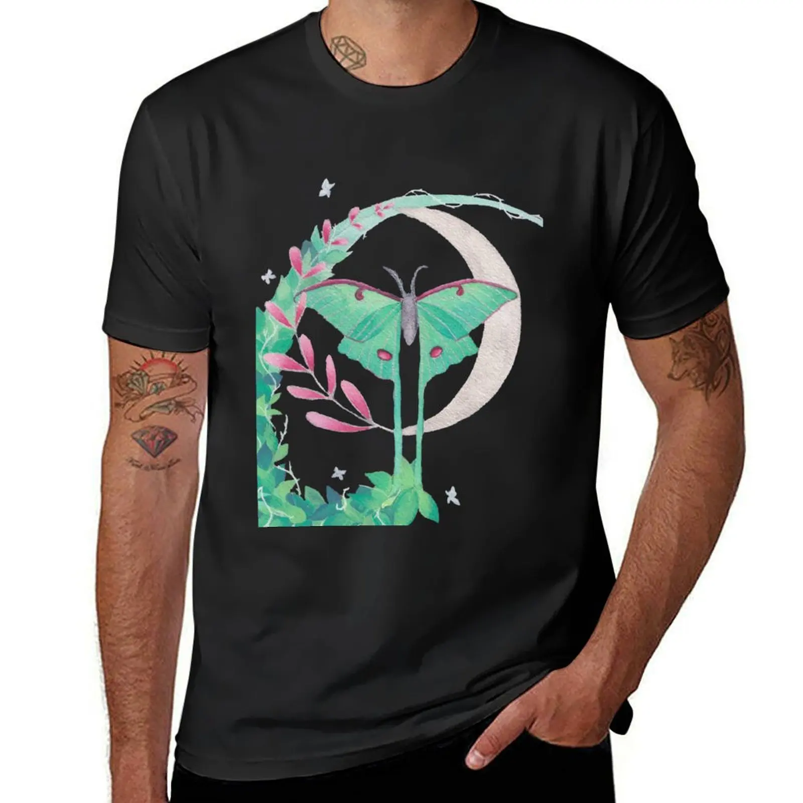 Leafy Lunar Moth Dreams T-Shirt anime clothes customizeds tees mens t shirt graphic