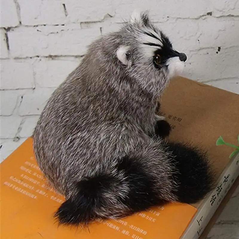 Simulation 3D Raccoon Furry Animal Model Plush Toy Art Craft Desktop Decor Photo Props Kids Educational Toys For Children Gifts