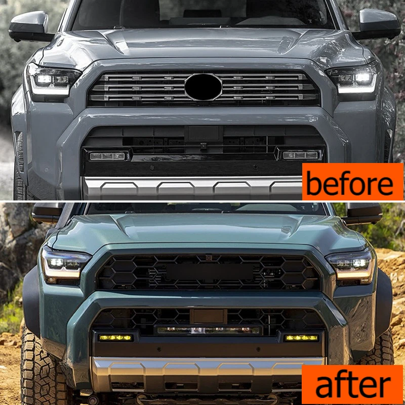 2025 for Toyota 4RUNNER Grille Modification with LED Light Strip Upgrade Grille Guard Protector Cover Body Kit