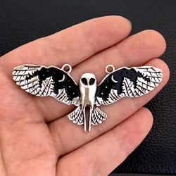 2pcs Creative Retro Owl Charms For Jewelry Making DIY Jewelry Findings Antique Silver Color Alloy Enamel Charms