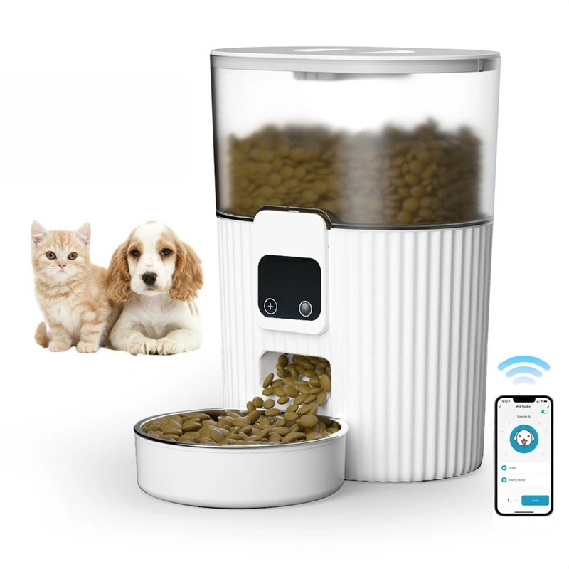 Automatic Cat Feeder Programmable Feeding Schedule Dual Power Supply Large Capacity 3.5L Food Can Easy to Clean