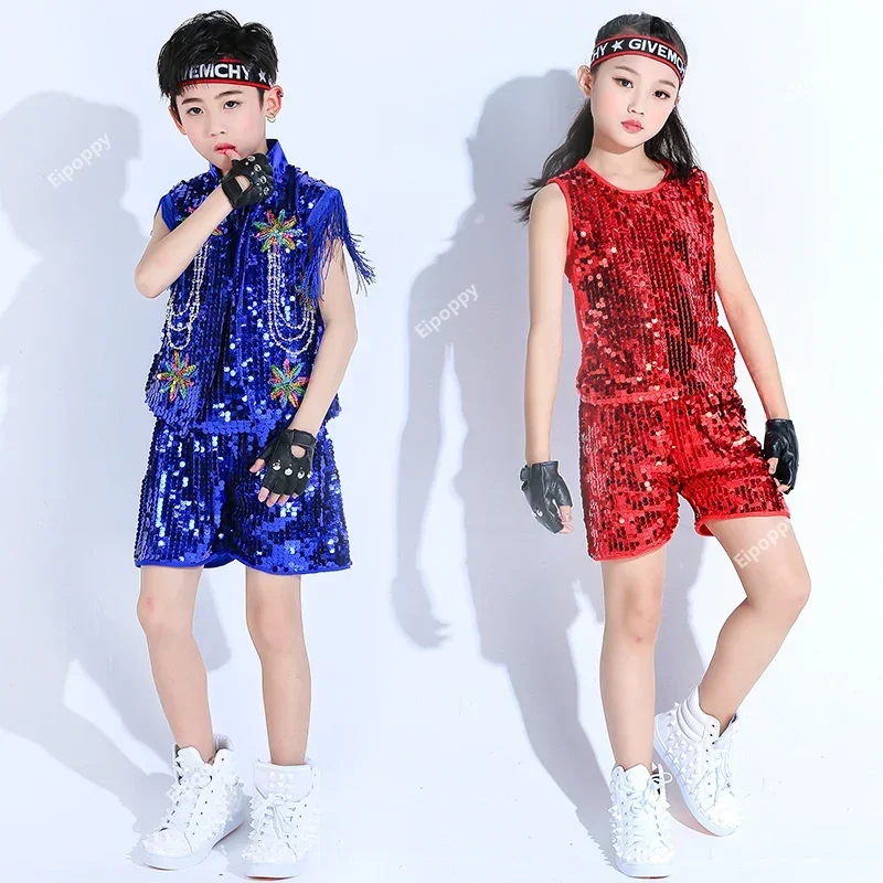 

Kids Dance Costume Kids Summer Tide Sequins Jazz Dance Stage Performance Clothes Boys