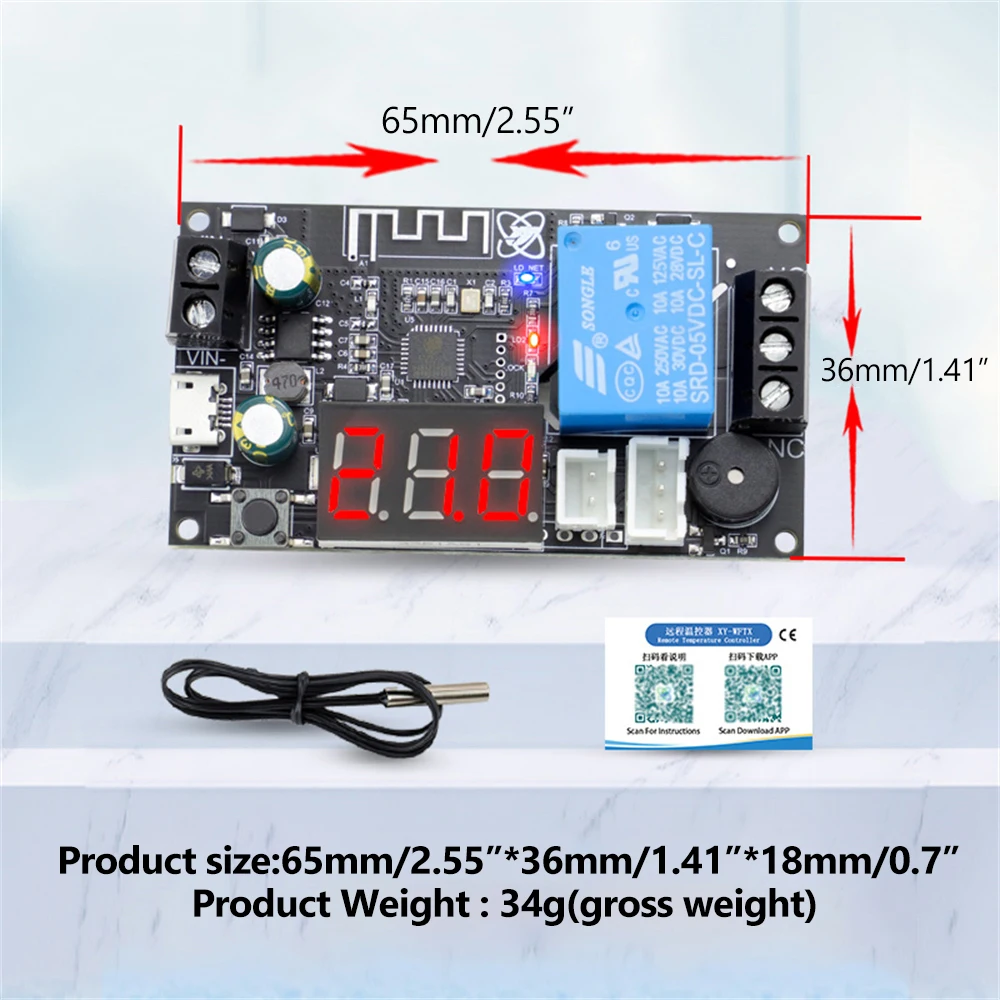 Termostato WIFI remoto modulo termoregolatore ad alta precisione raffreddamento riscaldamento APP raccolta temperatura allarme alto basso