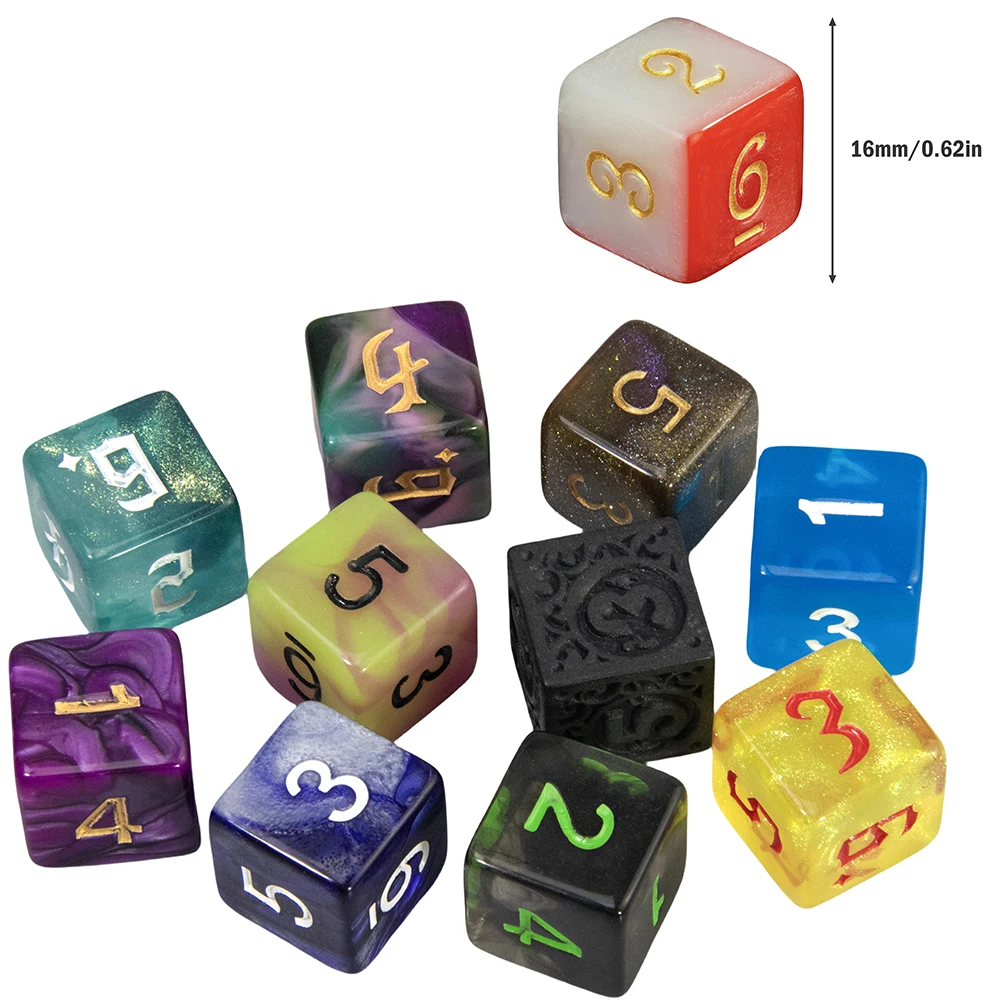 Board Game Dice Set Random D6 Dice 10pcs Polyhedral Digital Dice for Role Playing DND Math Teaching
