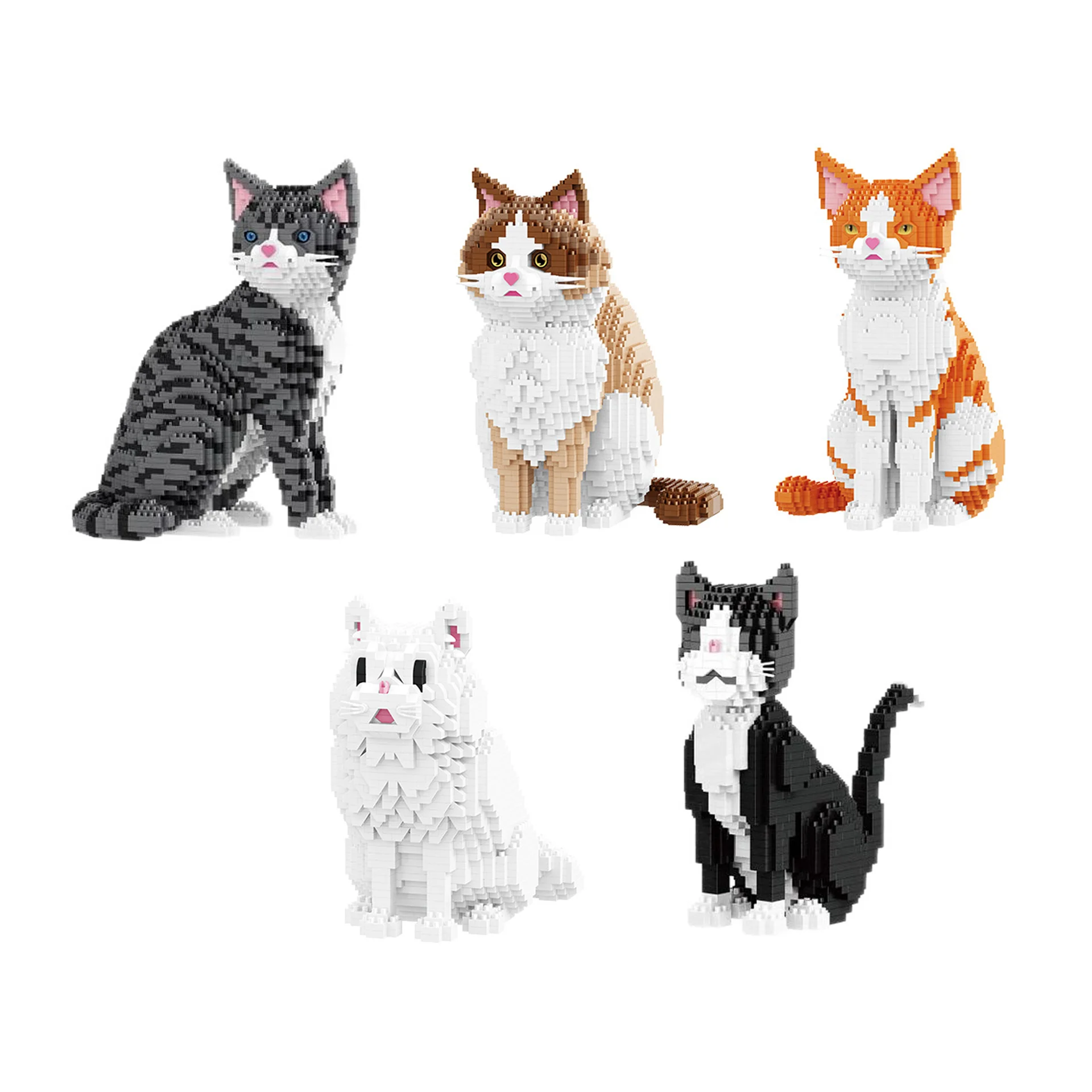 3 in 1 Cat Micro Building Blocks Set Balody Cartoon Animal Figure Model Educational DIY Toy Collectible Gift