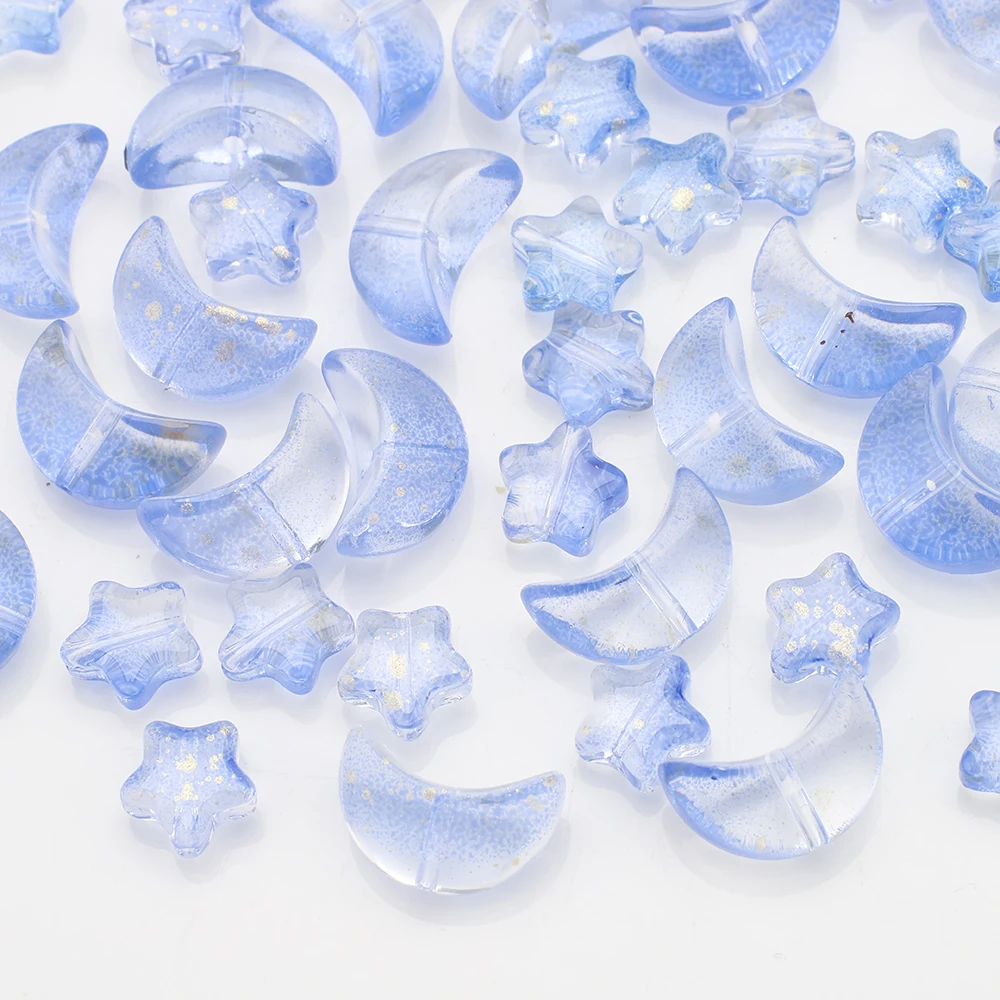 60Pcs Mixed Kristall Glas Stern Mond Lose Anhänger Perlen Handwerk Für DIY Herstellung Von Schmuck Handgemachte Earing Halskette Zubehör