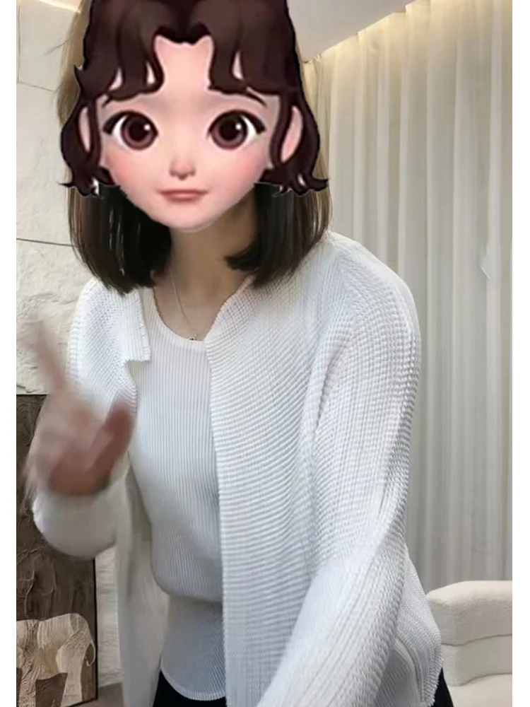 

Summer Women's Casual irt Outerwear Air Conditioning Sweater Faionable Versatile High-End Pleated Sun Protection Coat