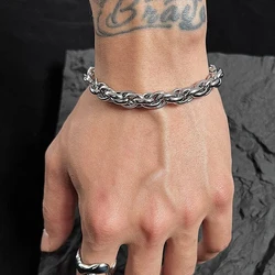 Armband Heren Hand Chain  Stainless Steel Italian Charm Bracelet Silvery Mighty And Domineering Trendy Men's Rough Style Jewelry