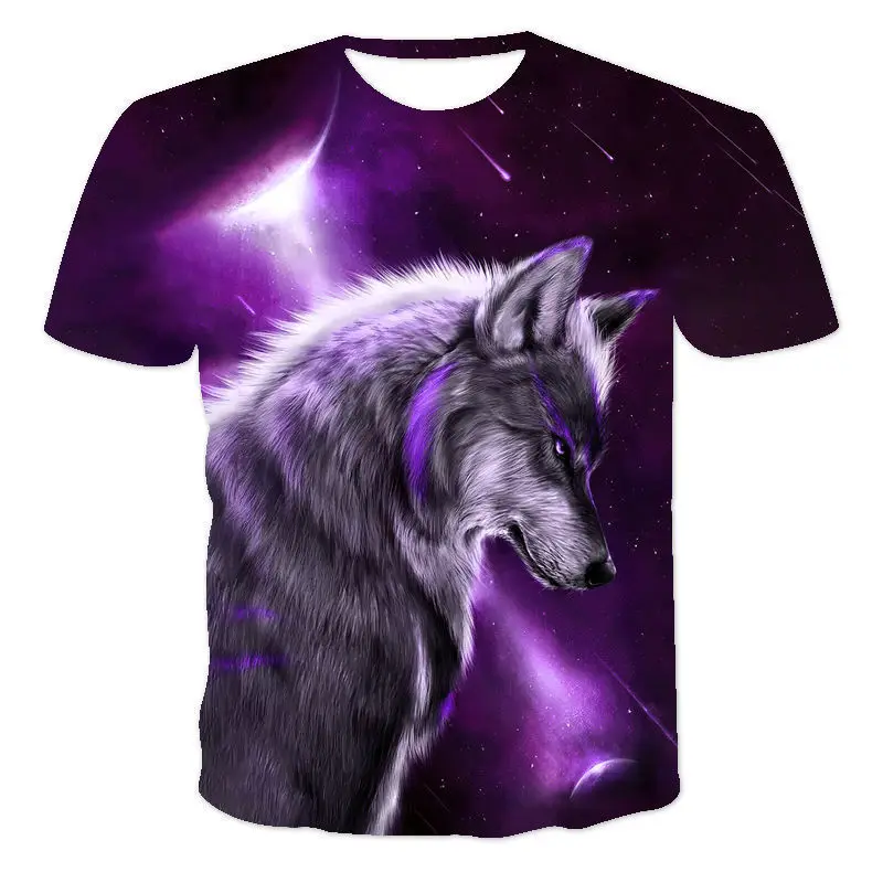 Wolf Printed O Neck Casual Sports T Shirt Children Boys Girls Clothes Animal Tops Tees Summer 2024 New Pattern T-shirts Clothing