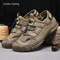 Golden Sapling Retro Casual Shoes Summer Men's Sandals Outdoor Beach Shoe Platform Sandals Men Genuine Leather Sandales Hommes