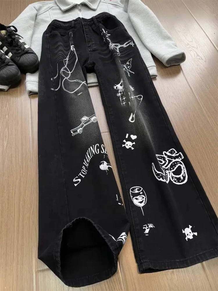 

Мужские джинсы Bla American High Street: модные прямые брюки с расклешением, хлопковые, зимние, трендовый дизайн