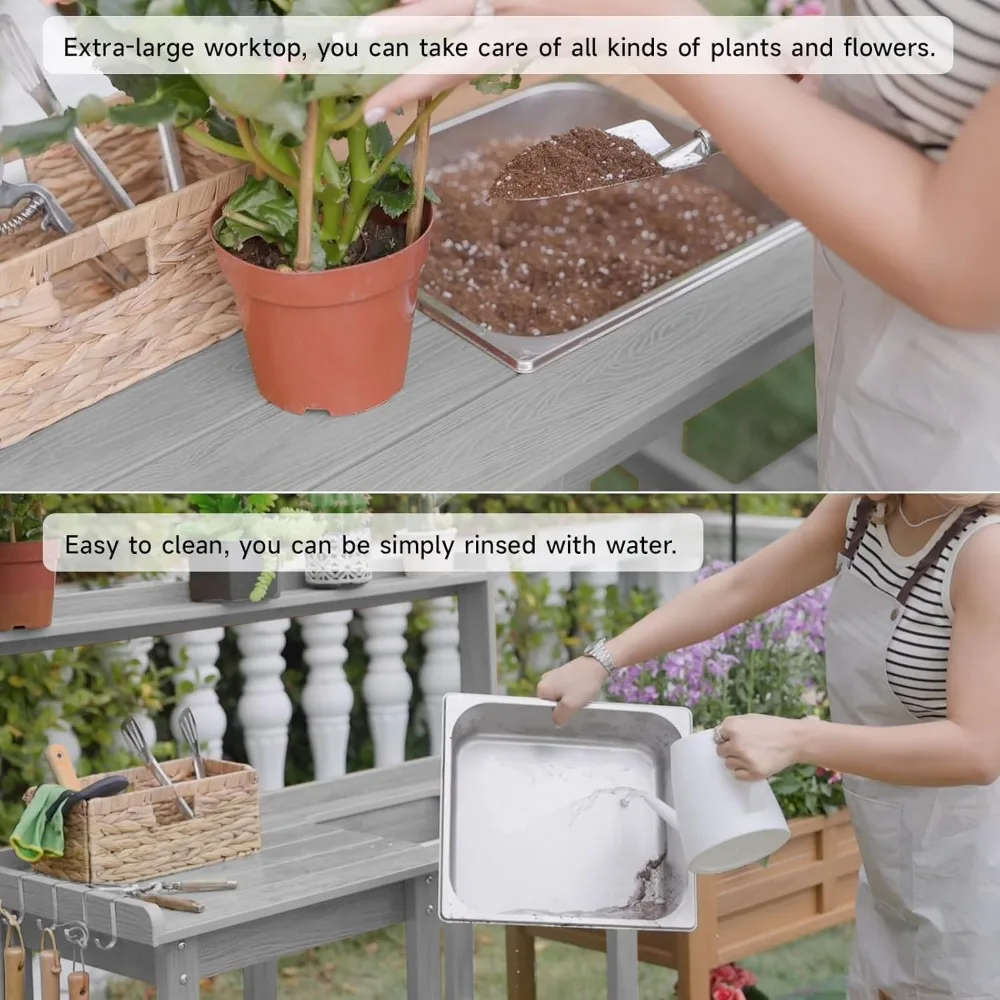 مقعد بوتينج، طاولة مقعد التثبيت في الهواء الطلق مع حوض قابل للإزالة، مقاعد بوتينغ HDPS للخارج، طاولة حديقة مع غلاف تخزين #4