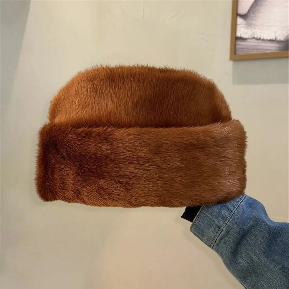 Winter Solid Color Hat Winter Men's Imitation Fur Hat Thickened Plush Coldproof Windproof Outdoor Fashion Accessory