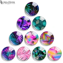 Pulsera con abalorios de botón a presión de 10mm, 12mm, 20mm, 25mm, 30mm, 40mm, 816 hojas tropicales, cabujones de cristal redondos mezclados, joyería de 18mm