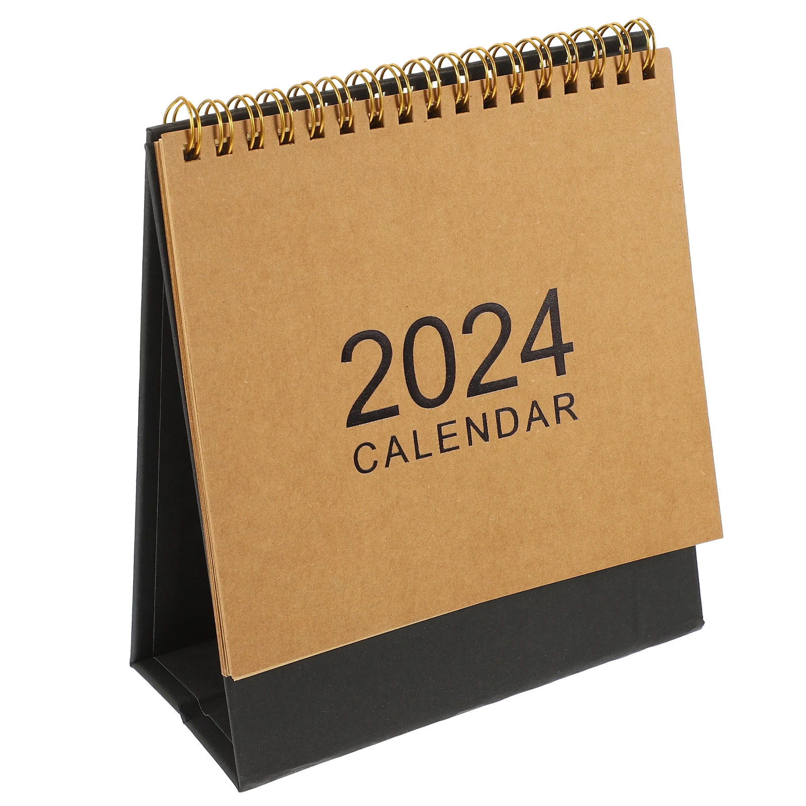 

2024 Desk Simple Notepad Vintage Novelty Calendar Decor Retro Monthly Black Gold Small Office Table Year Planner Home Decor
