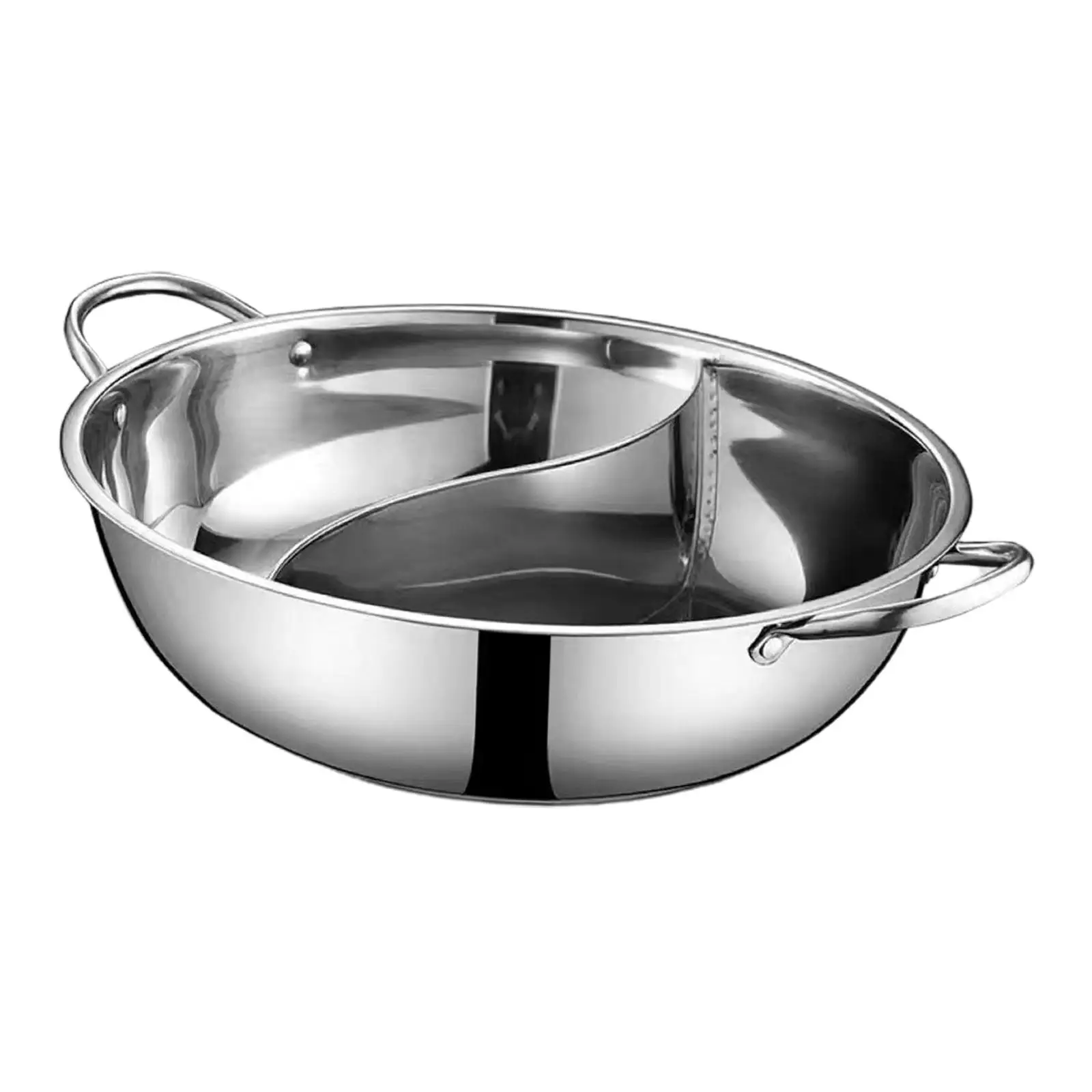 2xStainless Steel Hot Pot Thickened Kitchen Cookware for Travel Picnic Camping 28cm with Divider