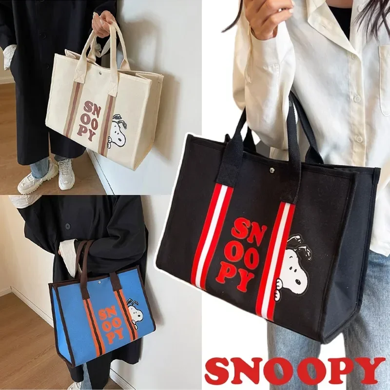 

Сумка-тоут Snoopy, женская парусиновая сумка для покупок в стиле аниме, многоразовая школьная сумка для девочек-студентов, большая вместительная сумка для хранения