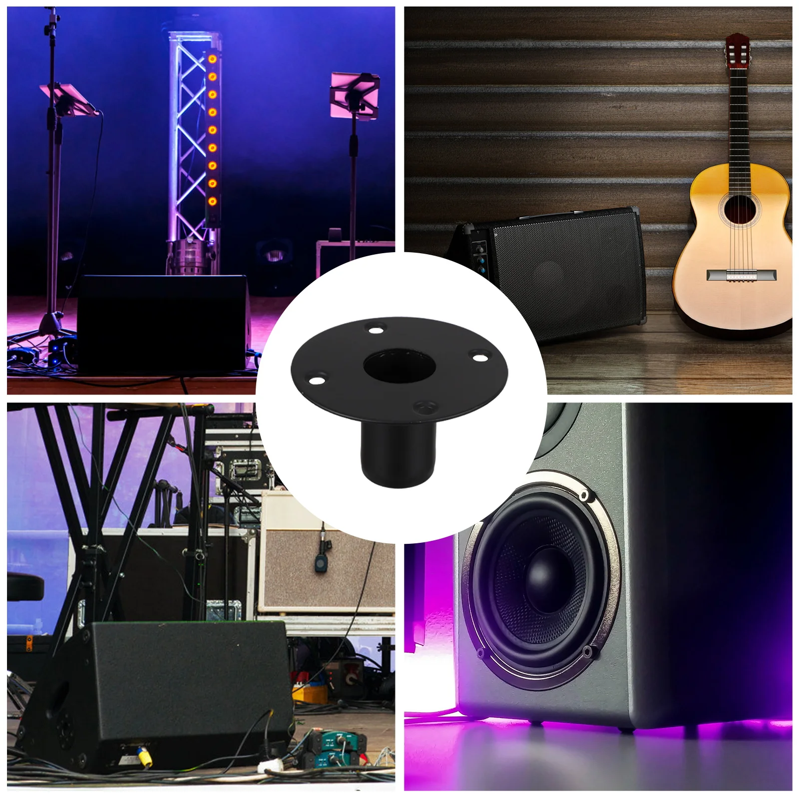 

1 pc Speaker Iron Bottom Mount Black Spray Strong Load Bearing Stand Holder Base Portable Flat Bottom With Screw Holes For