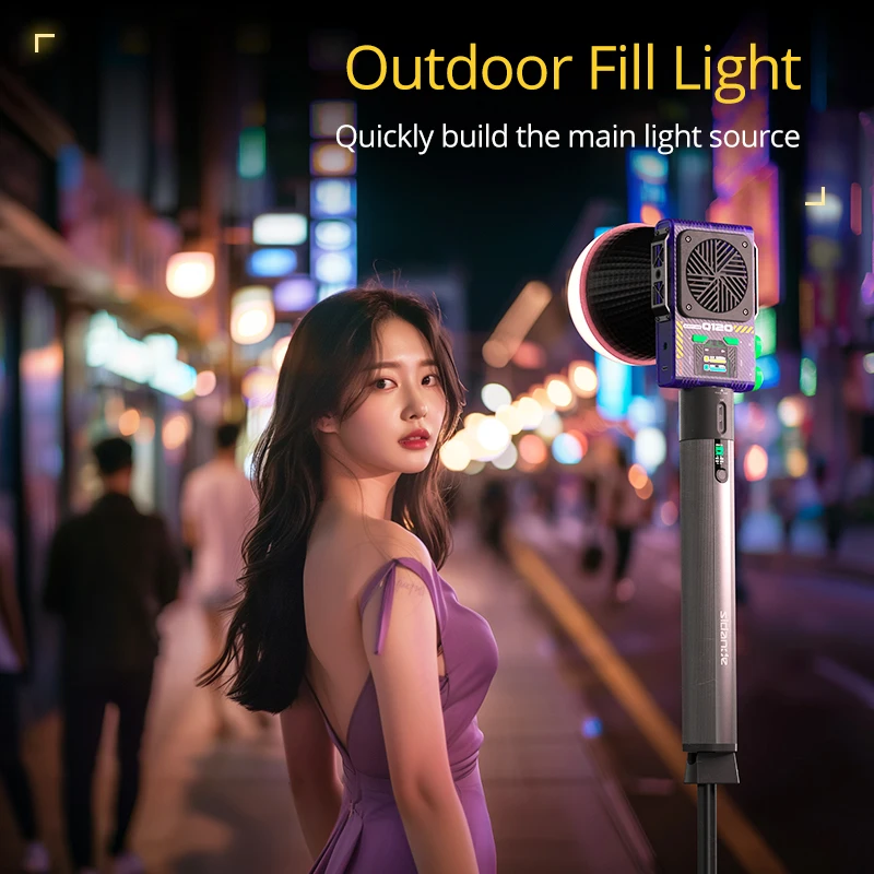 SIDANDE Q120 Portable BI-Color Live Streaming LED Fill Light 144Wh/72Wh Battery APP-Controlled Spotlight 120W DC Adapter - Image 3