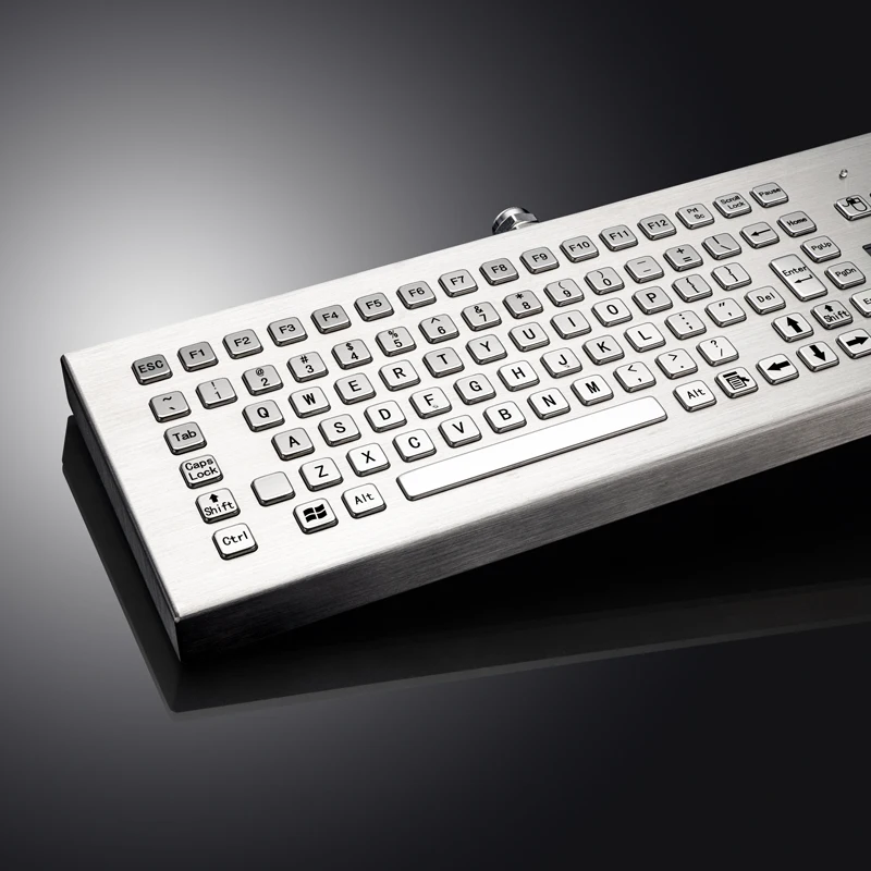 معدات مزودة بلوحة لمس مدمجة من الفولاذ المقاوم للصدأ الصناعي الثقيل ولوحة مفاتيح معدنية لسطح المكتب