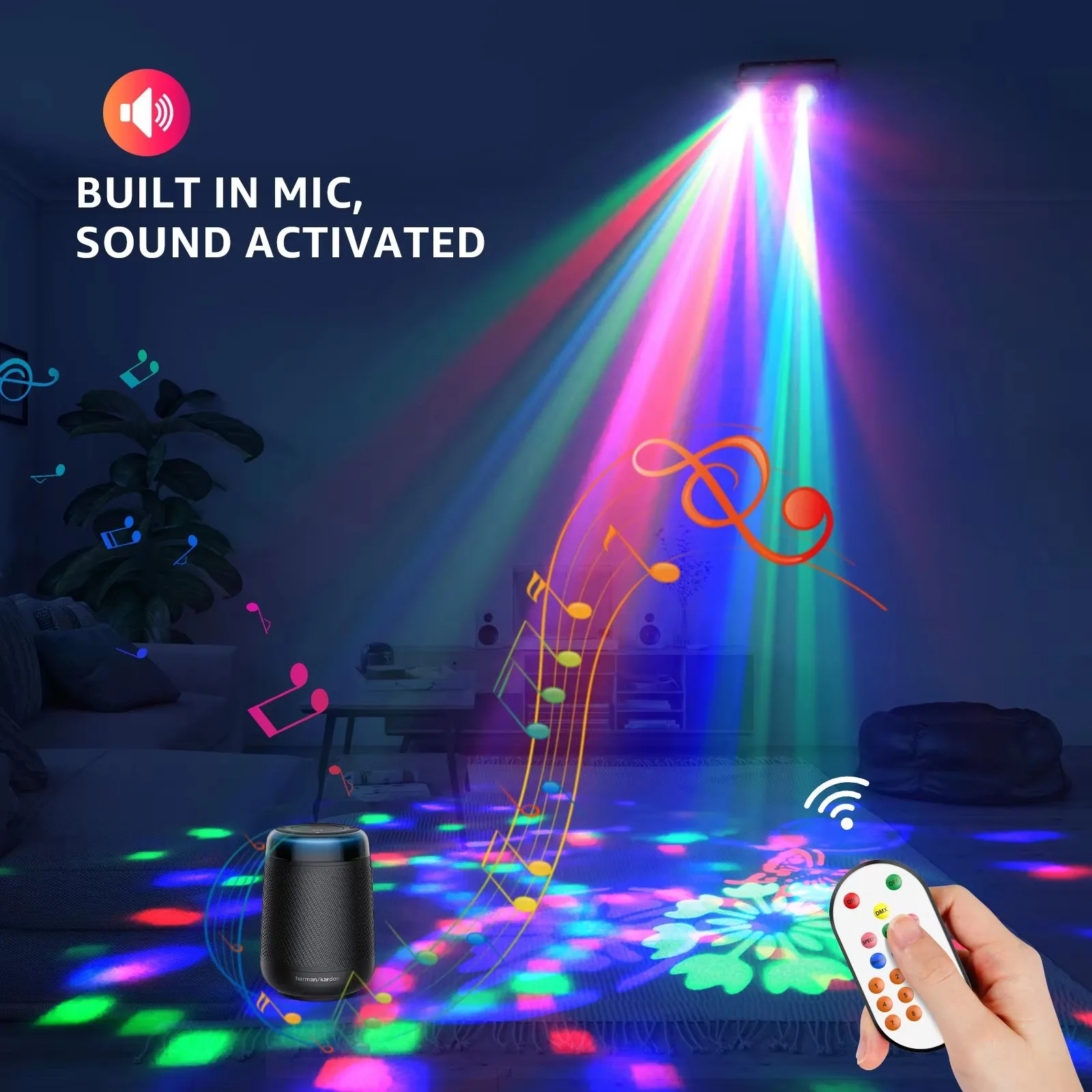 LED Magic Ball Laser Light RGB Beam Projection Lights Sound Music DMX Strobe DJ Disco Festival Christmas halloween Party Light