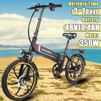 SAMEBKE Electric Bike 350W Motor 48V10.4AH Lithium Battery Aluminum Alloy City E-bike Folding 20 Inch Tire Snow Electric Bicycle