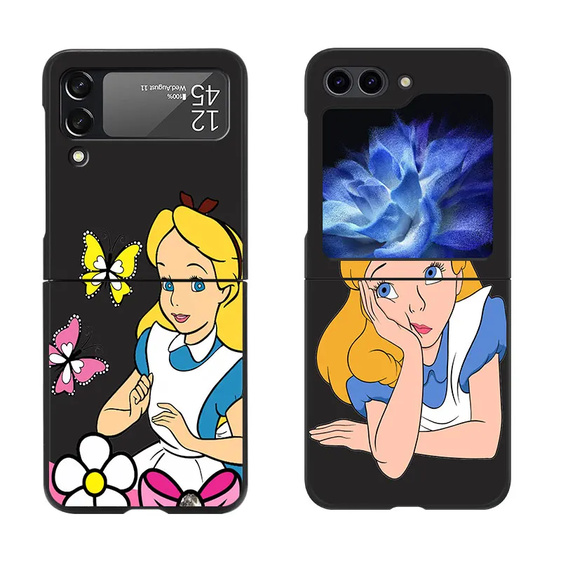 phone Cases for Samsung Galaxy Z Flip 5 case ZFlip4 ZFlip5 5G ZFlip3 zFlip4 funda Antiscratch cover Disney Alice Wonderland Girl