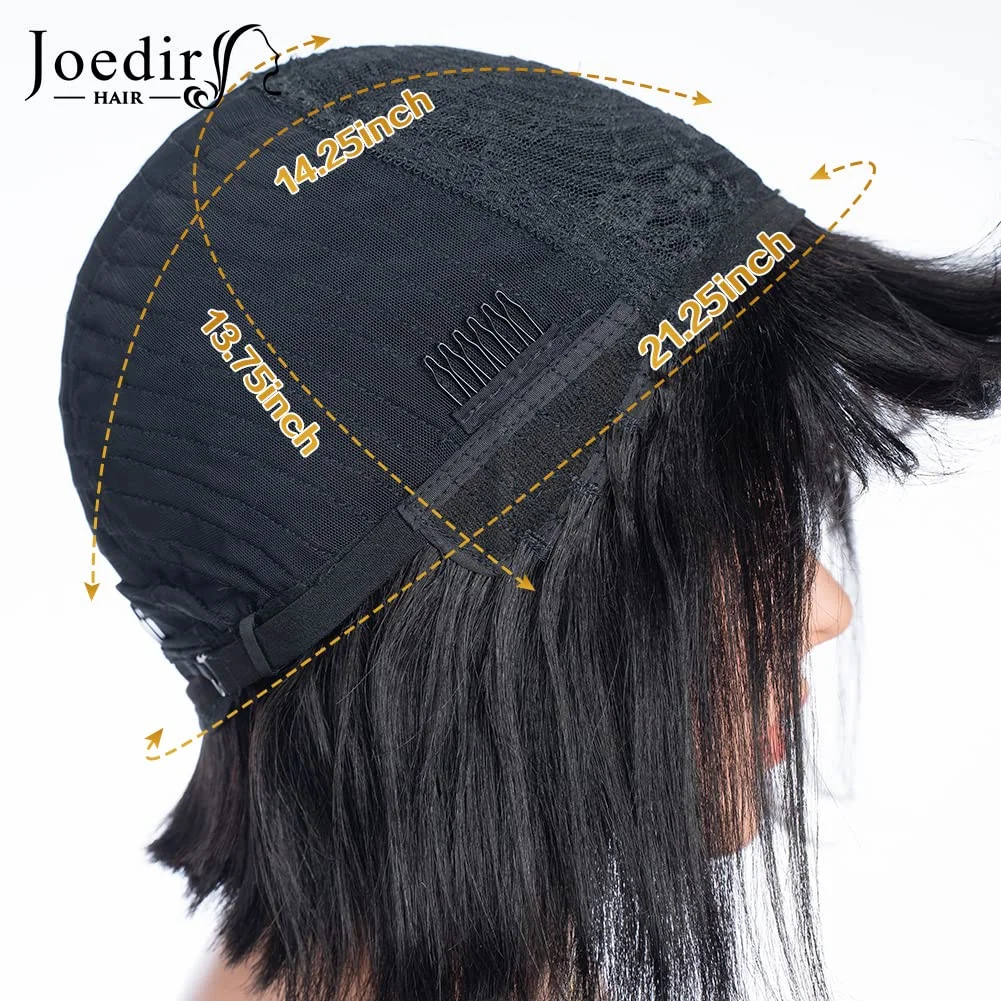 Parrucca per capelli umani Bob con frangia per donne nere Capelli corti lisci Parrucche Bob corte fatte a macchina da 8 pollici nere naturali senza colla