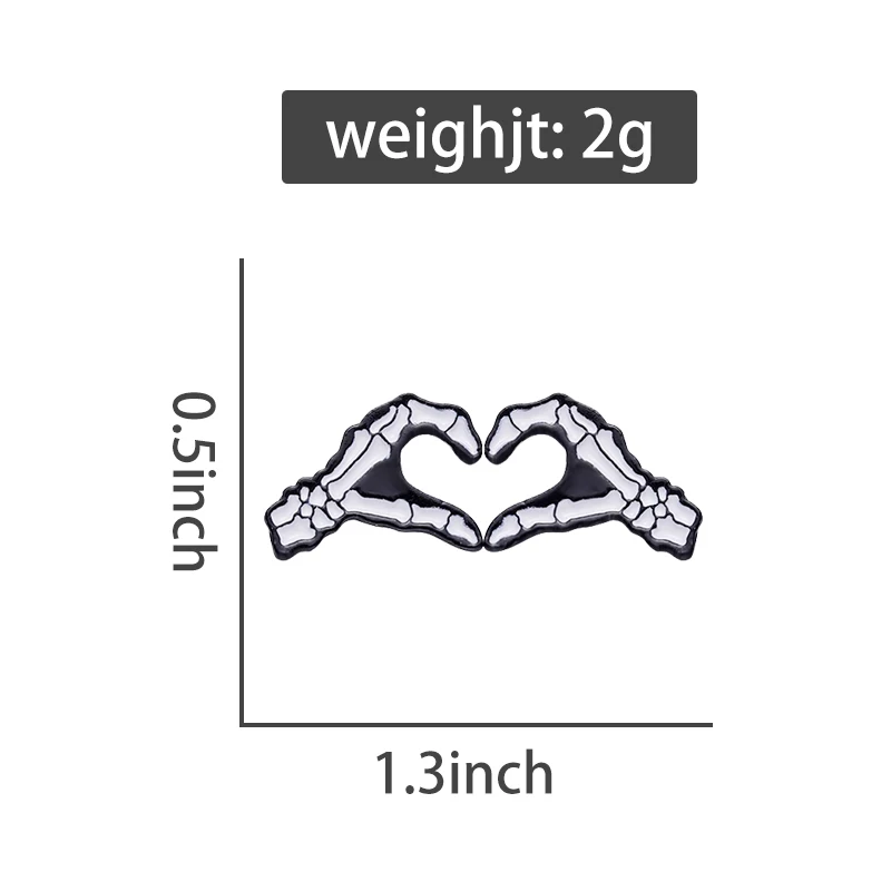 Skeleton Heart Gesture Enamel Pins Custom Love Even Dead Brooch Lapel Badge Punk Gothic Halloween Jewelry Gift for Lover Friend