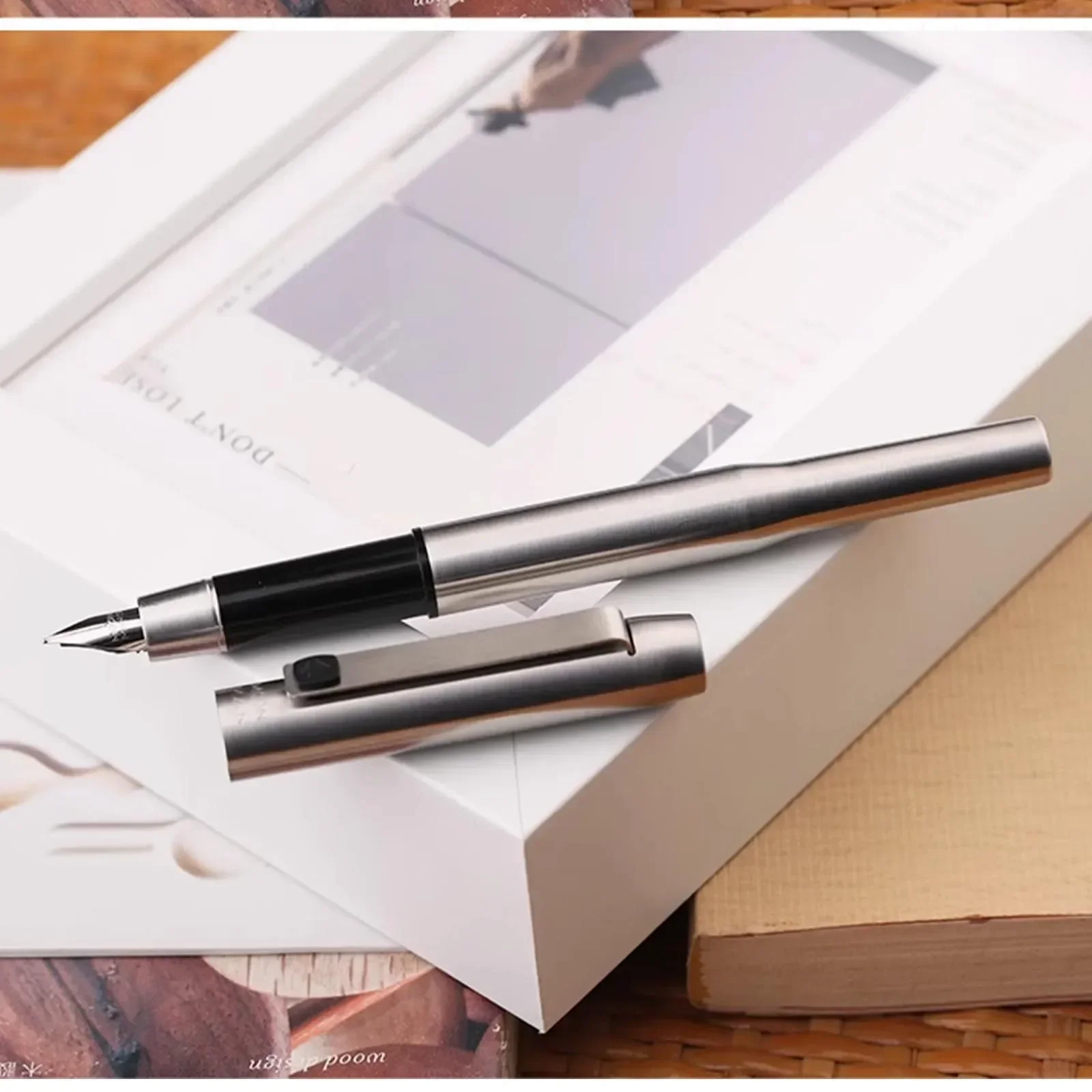 Majohn B25 Metal Fountain Pen F nib with Ink Absorber Dual purpose Design school Office writing Supplies students gift pens