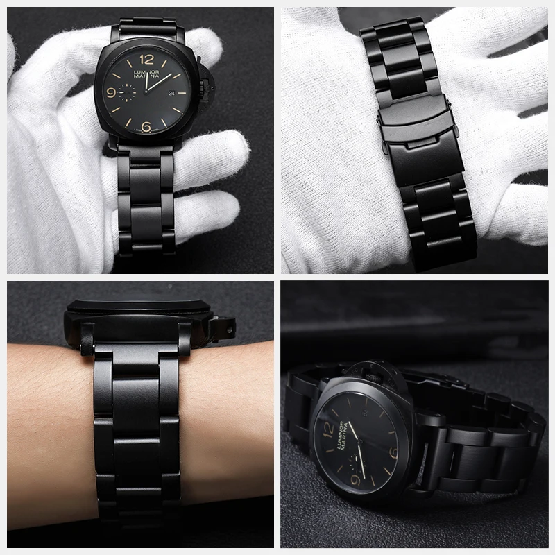سميكة الفولاذ المقاوم للصدأ حزام ساعة اليد لبانيراي لومينور سايكو الفولاذ المقاوم للصدأ سوار الرجال الصلب حزام الساعات 22 مللي متر 24 مللي متر 26 مللي متر